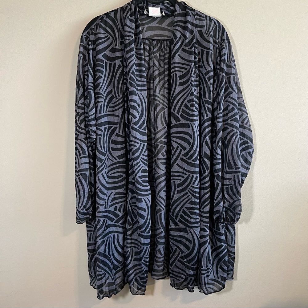 ✨ Vintage Oscar de la Renta Women’s Black Gray Patterned Sheer Swim Cover Up Med
